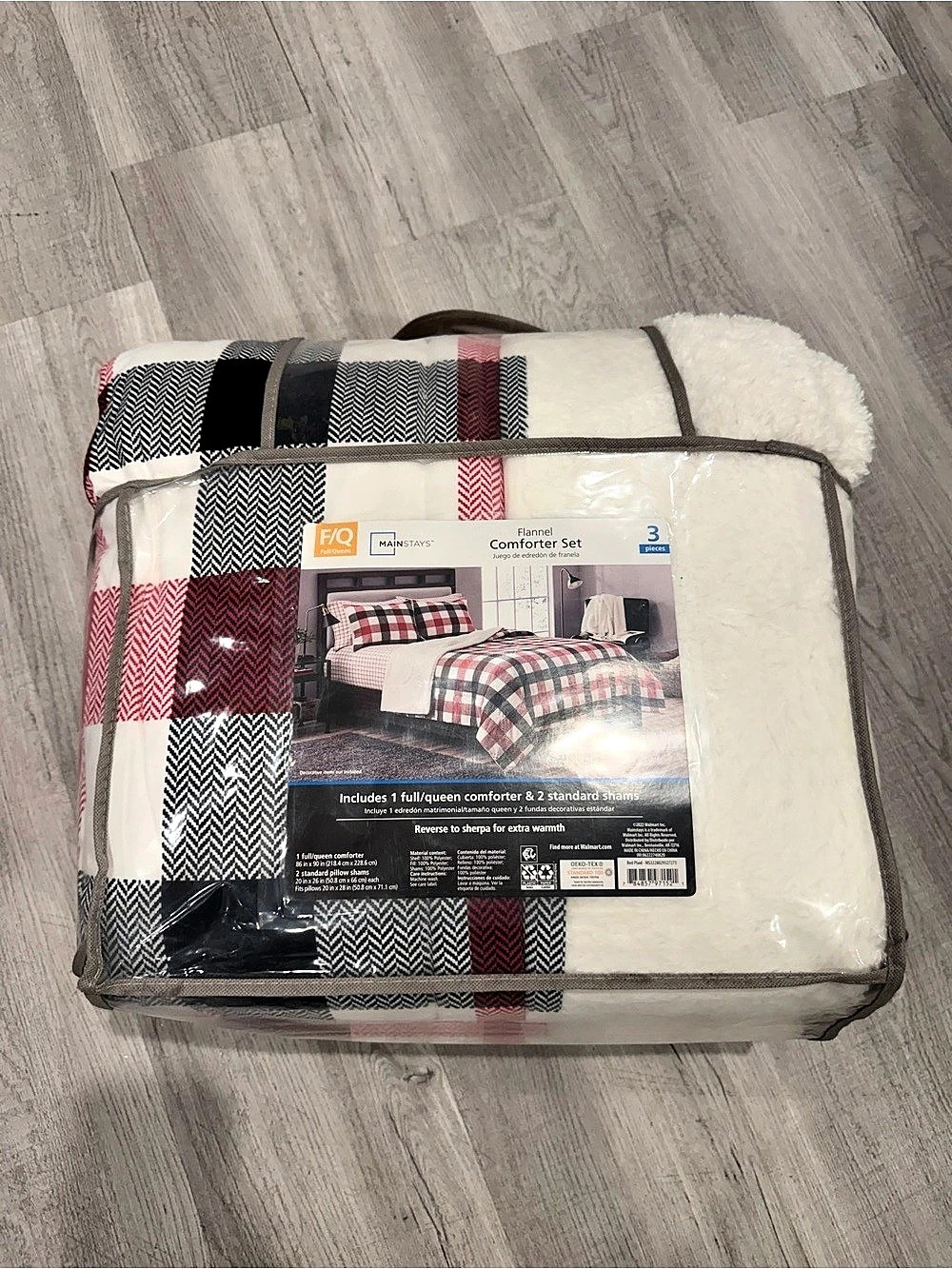 Mainstays Flannel Comforter Set Plaid Red & Black Full/Queen NWT
